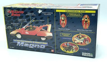 Load image into Gallery viewer, Side view of Bandai Magno talking car in red and black packaging with window display.
