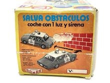 Load image into Gallery viewer, JUGUETES ROMAN COCHE ELECTRICO POLICE CAR packaging view showcasing red, white, and blue colors.
