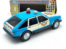 Load image into Gallery viewer, JUGUETES ROMAN COCHE ELECTRICO POLICE CAR rear detail view showing rear lights and window details.
