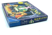 Load image into Gallery viewer, Side view of Ravensburger Merlin Merlino board game showcasing its colorful design and title.
