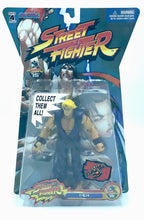 Load image into Gallery viewer, STREET FIGHTER - KEN Player 2 Jazwares 15th Anniversary front view in packaging with blue and yellow colors.
