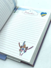Load image into Gallery viewer, Inside pages of the vintage Sky Dancers diary displaying decorative illustrations.
