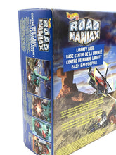 Load image into Gallery viewer, Front view of the rare 1995 Hot Wheels Liberty Base vintage playset with detailed box art.

