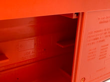 Load image into Gallery viewer, Detail view of the interior shelves of the red Grillo Parlante.
