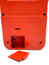 Load image into Gallery viewer, Detail view of the slot opening on the red Grillo Parlante.
