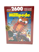 Load image into Gallery viewer, Front view of sealed Atari 2600 Millipede game cartridge from 1987
