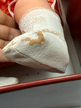 Load image into Gallery viewer, Detail of Fiba Chou Chou Rosebonbon Magnum doll's foot with stained sock.
