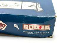 Load image into Gallery viewer, Side view of the costume box showing text label and corner damage
