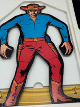 Carica l'immagine nel visualizzatore di Gallery, Clementoni Far West Gringo! cowboy figure with hat and red pants in detail close-up view.
