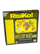Load image into Gallery viewer, Close-up of box corners showing storage wear on Risiko! square edition
