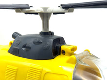 Load image into Gallery viewer, Detail view of the helicopter top showing rotor assembly and yellow nozzle.
