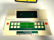 Load image into Gallery viewer, Detail close-up of vintage electronic game featuring keyboard layout and screen display.
