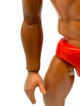Load image into Gallery viewer, Close-up detail of Mattel Big Jim Karate action figure arm.
