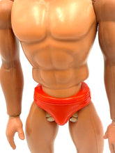 Load image into Gallery viewer, Close-up of Mattel Big Jim Karate action figure showcasing karate chop feature.
