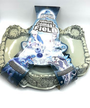 Carica l'immagine nel visualizzatore di Gallery, DINOFROZ arena base playset detail close-up showing ornate design and floral patterns in blue and white.
