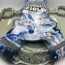 Carica l'immagine nel visualizzatore di Gallery, DINOFROZ arena base playset detail close-up featuring ornate design and floral patterns in blue and white.
