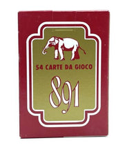 Carica l'immagine nel visualizzatore di Gallery, Front view of the red playing cards featuring an elephant graphic and decorative border.
