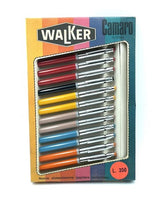 Carica l'immagine nel visualizzatore di Gallery, Walker Camaro vintage fountain pen display packaging with colorful pens.
