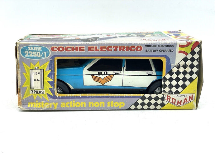 JUGUETES ROMAN COCHE ELECTRICO POLICE CAR with BOX made in SPAIN New In box # V