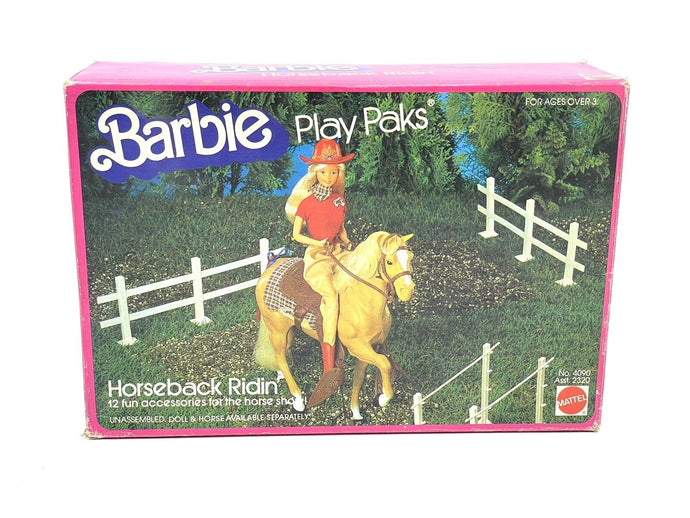Vintage 1982 BARBIE PLAY PAKS HORSEBACK RIDING SET Mattel NEW OLD STOCK#LZ