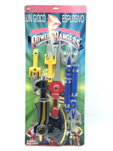Load image into Gallery viewer, 1995 Power Rangers POWER BLASTER packaging view with colorful graphics and multiple toy weapons.
