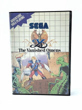 Load image into Gallery viewer, Ys: THE VANISHED OMENS Sega game box front view with blue and white colors.
