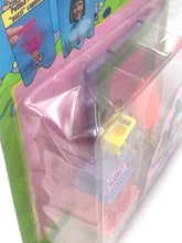 Load image into Gallery viewer, Detail close-up of Galoob Tiny Troll Town Playset showing visible accessories in transparent packaging.
