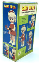 Load image into Gallery viewer, Packaging view of the 1967 Mattel Walk n Play doll featuring an illustration and text.
