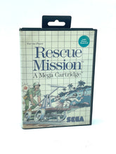 Load image into Gallery viewer, SEGA MASTER SYSTEM RESCUE MISSION packaging front view showing illustrated cover and game title.
