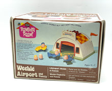 Load image into Gallery viewer, Hasbro WEEBLE WOBBLE AIRPORT PLAY SET packaging front view highlighting toy airport features.
