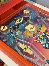Load image into Gallery viewer, 1978 stardrake pinball detail close-up of the playfield showcasing flippers and colorful graphics.
