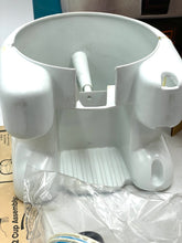 Load image into Gallery viewer, Detail close-up of a white container with a smooth surface and handle.

