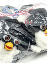 Load image into Gallery viewer, Vintage Furby Slippers packaging with black and white penguin plush toys.
