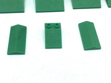 Load image into Gallery viewer, LEGO green building blocks close-up detail highlighting flat pieces and interlocking design.
