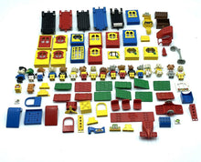 Carica l'immagine nel visualizzatore di Gallery, LEGO 70's Fabuland various building blocks in red, yellow, blue, and green on a white background.
