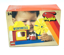 Carica l'immagine nel visualizzatore di Gallery, LEGO Duplo Windmill Set 2404 packaging featuring colorful design and child holding toy.
