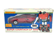 Load image into Gallery viewer, Takara Transformers G1 Sideswipe packaging featuring robot and car modes in red, blue, and yellow.
