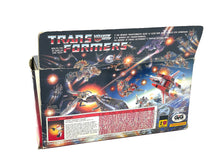 Load image into Gallery viewer, Transformers toy box packaging with graphic design and branding details.
