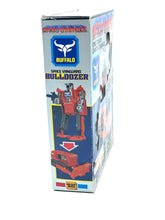Load image into Gallery viewer, Side view of 80's Robot Vanguard Astro changers Bulldozer packaging featuring character illustration.
