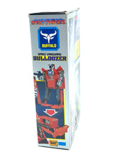 Load image into Gallery viewer, Side view of 80's Robot Vanguard Astro changers Bulldozer packaging showcasing logo and character.
