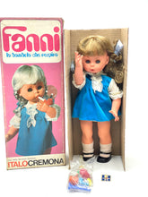Load image into Gallery viewer, Italocremona Fanni doll in box, featuring blue, pink, and white colors with doll in dress.
