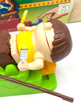 Load image into Gallery viewer, Close-up of Bandai Vintage Super Gnam toy figure holding a phone and lying down.
