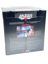 Load image into Gallery viewer, Mattel Lazer Tag Star Helmet packaging detail view featuring game features and instructions.
