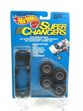 Carica l'immagine nel visualizzatore di Gallery, Front view of the 1989 Mattel Customizer pack featuring a blue and black toy car in carded packaging.
