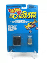 Carica l'immagine nel visualizzatore di Gallery, Front view of the 1989 Mattel Customizer pack with blue, yellow, and black toy car in cardboard packaging.
