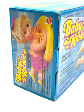 Carica l'immagine nel visualizzatore di Gallery, Mattel Baby Kickie Doll side view displaying flippers and swimwear with box graphics.
