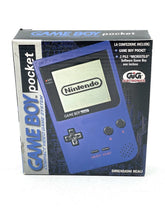 Load image into Gallery viewer, Nintendo Game Boy Pocket packaging front view showing blue color and control buttons.
