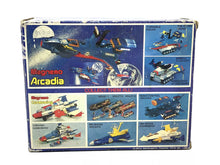 Load image into Gallery viewer, Takara helicopter toy box back view showing illustrated scenes and toy details.
