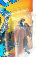 Load image into Gallery viewer, Close-up detail of Tyco X-Men Gambit action figure with long coat and detailed face.
