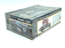 Load image into Gallery viewer, Monogram Gambler Sprint Car back view highlighting detailed parts in red, black, and yellow.

